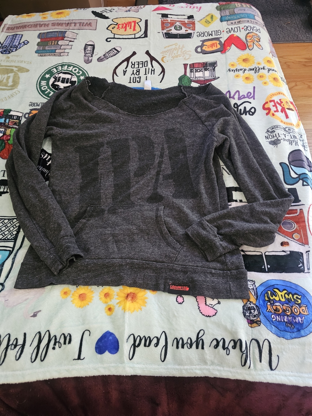 Alternative Dark Gray Lagunitas IPA Off Shoulder Sweater